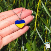 Кулон Серце України Кольори прапор України, на ланцюжку